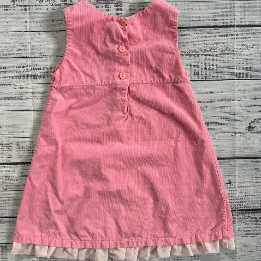 Girls Pink Corduroy A-Line‎ Sleeveless Dress Embroidered Princess Tiara Ballet 4